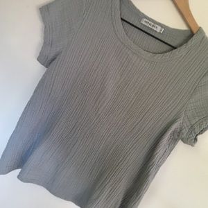 MissLook | Blue Gauzy Short Sleeve Shirt | Large